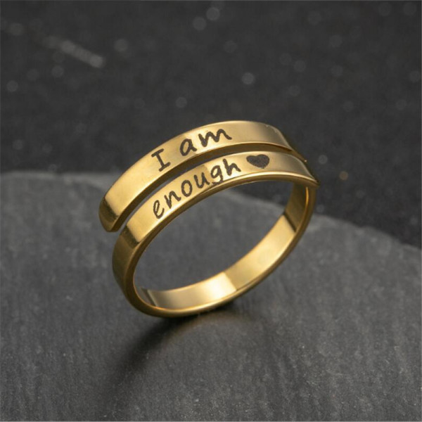 Anillo abierto chapado en acero inoxidable con letras de moda 1 pieza