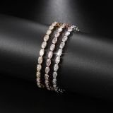 Pulseras De Circón Con Incrustaciones De Cobre Geométricas De Moda 1 Pieza