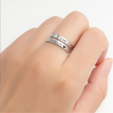 Anillo abierto chapado en acero inoxidable con letras de moda 1 pieza