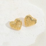 1 par de pendientes chapados en oro de 14 quilates con forma de corazón, gotas de agua redondas, estilo IG, estilo Simple