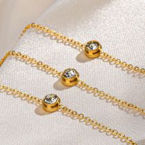 Pulseras redondas chapadas en oro de los diamantes artificiales del acero inoxidable 18K del estilo clásico del estilo simple a granel