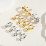 1 par de pendientes colgantes chapados en oro de 14 quilates con forma de corazón geométrico de estilo clásico elegante para mujer