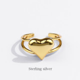 Nuevo anillo de corazón de moda para mujer, temperamento Simple, moda hueca, anillo en forma de corazón