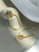 1 par de pendientes colgantes chapados en oro de 18 quilates de cobre con revestimiento geométrico informal para mujer