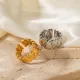Anillos abiertos chapados en oro de 18 quilates con revestimiento de acero inoxidable de color sólido estilo IG