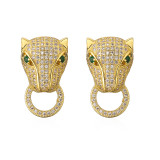 Pendientes De Cobre De Leopardo De Moda Pendientes De Cobre De Circón Chapados En Oro