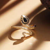 Anillos abiertos de circón con incrustaciones de cobre de serpiente informal