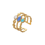 Anillo Abierto Geométrico De Moda Chapado En Acero Inoxidable