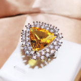 Anillos abiertos de piedras preciosas artificiales con incrustaciones de cobre triangular de estilo clásico