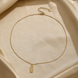 Collar chapado en oro de 14 quilates con incrustaciones de cobre ovalado de estilo vintage