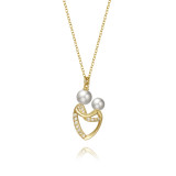 Estilo simple casual Estilo clásico Forma de corazón Cobre Chapado en oro Perlas artificiales Collar con colgante de diamante artificial a granel