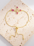 Pulseras plateadas oro del Zircon de las perlas artificiales del embutido cruzado elegante del cobre