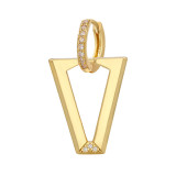Pendientes de cobre con forma de V geométricos simples con engaste de diamantes, joyería al por mayor