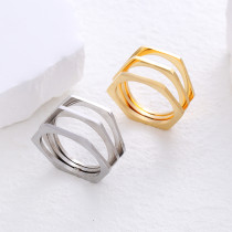 El chapado de acero inoxidable del color sólido del estilo simple ahueca hacia fuera los anillos plateados oro 24K