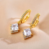 1 par de pendientes colgantes con diamantes de imitación con incrustaciones de cobre y rombos de estilo simple
