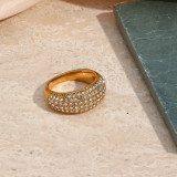 Anillos redondos de circón con incrustaciones de acero inoxidable de moda