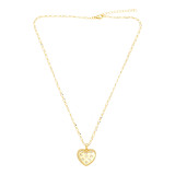 Collar chapado en oro de 18 quilates con incrustaciones de cobre y forma de corazón de estilo simple a la moda