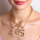 Estilo simple Letra Chapado en cobre Collar con colgante de circón 1 pieza