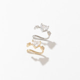 Clips de oreja de circonio con perlas artificiales chapado en cobre en forma de corazón dulce 1 pieza