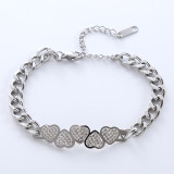 Casual Romántico Infinito Brillante Número Romano Mariposa Con Cuentas De Acero Inoxidable Incrustaciones Ahuecadas Piedras Preciosas Artificiales Chapado En Oro De 18 Quilates Pulseras Chapadas En Oro Rosa