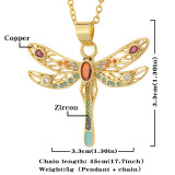 Nuevo Collar con colgante de libélula de circonita de Color con incrustaciones de cobre a la moda para mujer