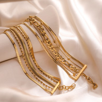 Venta al por mayor de pulseras chapadas en oro de 18 quilates con revestimiento de acero de titanio de Color sólido estilo Vintage exagerado estilo Simple