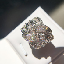 Anillos de gemas con incrustaciones de cobre geométrico de dama de lujo