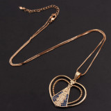 Collar de circón chapado en oro de cobre con forma de corazón de estilo vintage de IG a granel