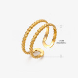 Anillos abiertos geométricos de color sólido con revestimiento de acero inoxidable de estilo vintage