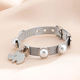 Nueva pulsera de oso de 18k chapada en joyería de perlas de concha de acero inoxidable