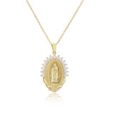 Nuevo collar con colgante de la Virgen María, joyería de circón chapada en oro de 18 quilates, venta al por mayor