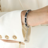 Collar de pulseras con revestimiento de acero y titanio, cuero Pu, Color sólido, estilo INS, 1 pieza