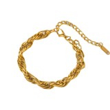 Collar de pulseras chapado en oro de 18 quilates con revestimiento de acero de titanio geométrico Glam