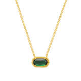 Collar con colgante chapado en oro con incrustaciones de cobre ovalado retro, piedra natural, ópalo y circón