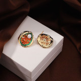 Pendientes chapados en oro de 18 quilates con incrustaciones de cobre, perlas artificiales, estilo Retro, irregulares, 1 par