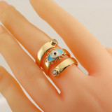 Anillos de cobre con circonita esmaltada, anillo abierto de cobre con ojo de diablo geométrico a la moda