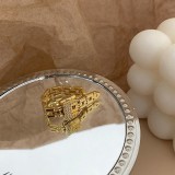 Anillo abierto con diamantes de imitación chapados en oro y cobre geométrico para mujer, 1 pieza