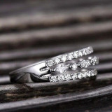Nuevos accesorios de mano a la moda, accesorios de anillo de cobre con cola lisa de circonio hueco Simple para mujer