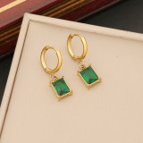 Collar de pendientes de pulseras de circón con incrustaciones de acero inoxidable rectangular ovalado de viaje estilo INS