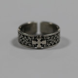 Anillo abierto de cobre con cruz retro