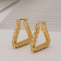 1 par de pendientes chapados en oro y cobre con forma de U, estilo sencillo