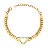 Venta al por mayor, pulseras chapadas en oro de 18 quilates de acero titanio con forma de corazón de estilo vintage de 1 pieza