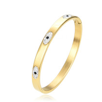 Brazalete chapado en oro Titanium de los diamantes artificiales del acero 18K del ojo simple elegante en bulto