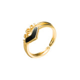 Anillos de oro de 18 quilates chapados en cobre LOVE Love Anillo de aceite que gotea en blanco y negro