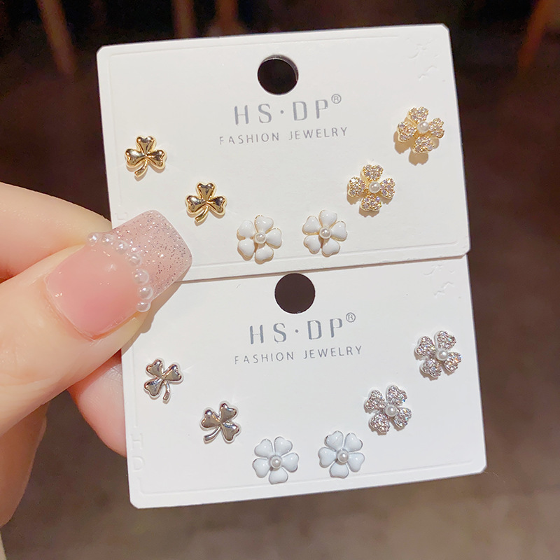 Pendientes de esmalte de cobre con flores de estilo simple y dulce