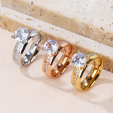 Anillos de piedras preciosas artificiales de acero Titanium redondos de estilo simple a granel