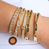 Pulsera de cobre de circonio con incrustaciones Punk Simple de moda para mujer