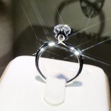 Anillo abierto de diamantes de imitación artificiales con incrustaciones de cobre geométrico brillante
