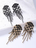 1 par de pendientes colgantes chapados en oro blanco con incrustaciones de latón y diamantes artificiales de circonita chapados en oro blanco de estilo Simple