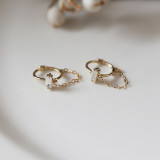 1 par de pendientes colgantes de diamantes de imitación de cobre con incrustaciones geométricas de moda